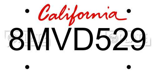 8MVD529 California License Plate