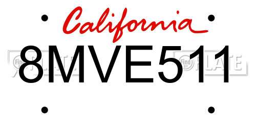 8MVE511 California License Plate