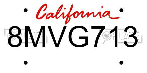 8MVG713 California License Plate