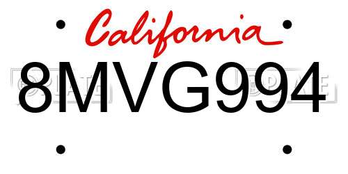 8MVG994 California License Plate