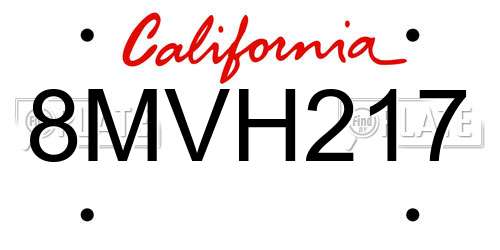 8MVH217 California License Plate