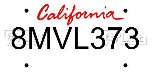 8MVL373 California License Plate