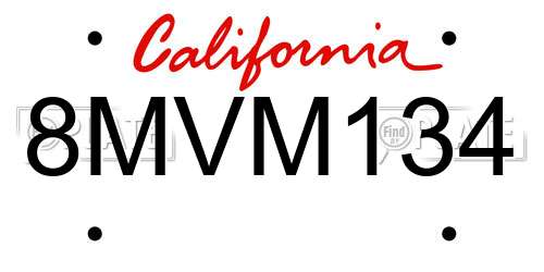 8MVM134 California License Plate