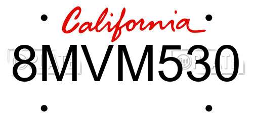 8MVM530 California License Plate
