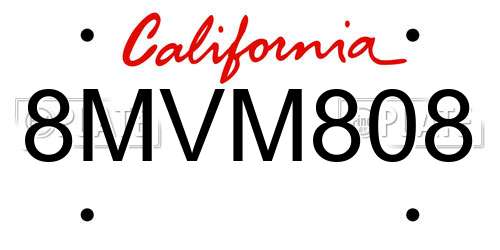 8MVM808 California License Plate