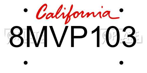 8MVP103 California License Plate