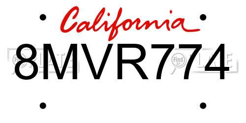 8MVR774 California License Plate