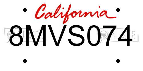 8MVS074 California License Plate