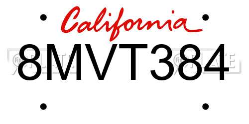 8MVT384 California License Plate
