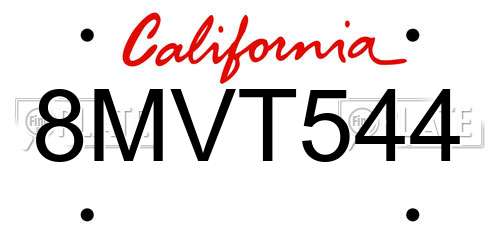 8MVT544 California License Plate
