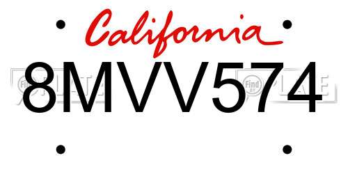 8MVV574 California License Plate