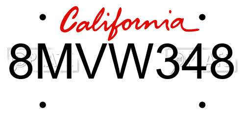 8MVW348 California License Plate