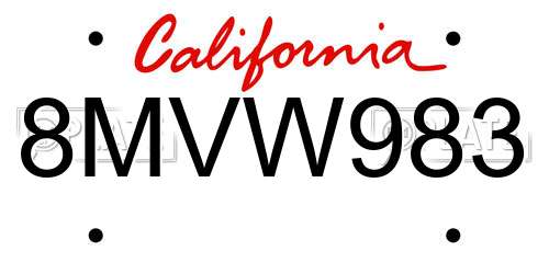 8MVW983 California License Plate