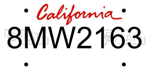 8MW2163 California License Plate