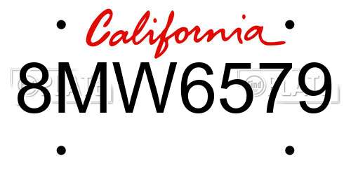 8MW6579 California License Plate
