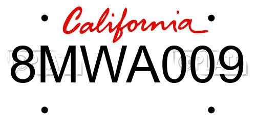 8MWA009 California License Plate