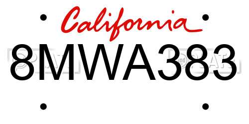 8MWA383 California License Plate