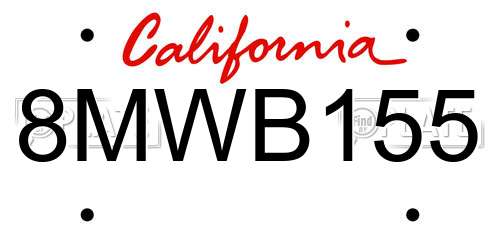 8MWB155 California License Plate