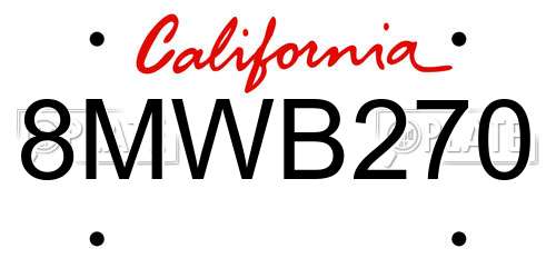 8MWB270 California License Plate