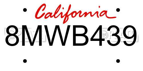 8MWB439 California License Plate