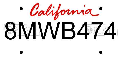 8MWB474 California License Plate