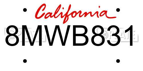 8MWB831 California License Plate