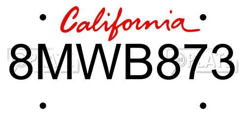 8MWB873 California License Plate