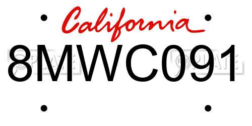 8MWC091 California License Plate