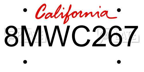 8MWC267 California License Plate