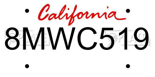 8MWC519 California License Plate