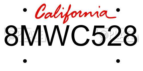 8MWC528 California License Plate