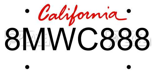 8MWC888 California License Plate