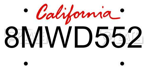 8MWD552 California License Plate