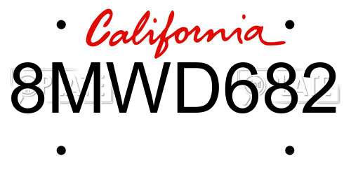8MWD682 California License Plate