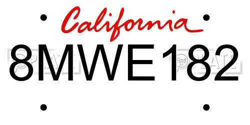 8MWE182 California License Plate