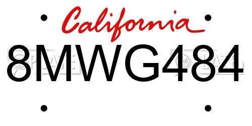 8MWG484 California License Plate