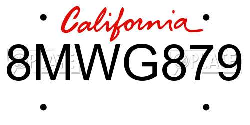 8MWG879 California License Plate