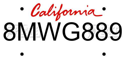 8MWG889 California License Plate
