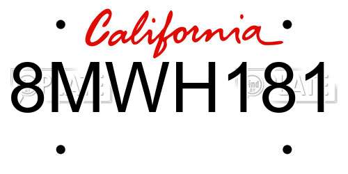 8MWH181 California License Plate