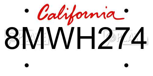 8MWH274 California License Plate