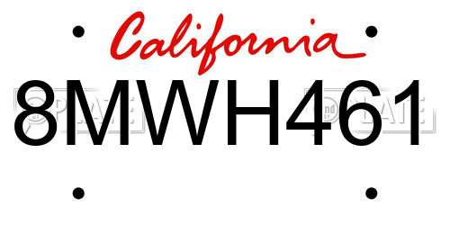 8MWH461 California License Plate