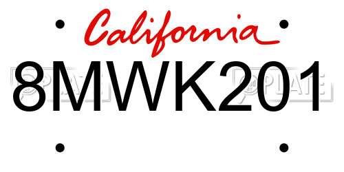 8MWK201 California License Plate