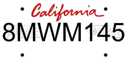8MWM145 California License Plate