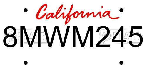 8MWM245 California License Plate