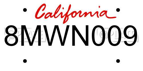 8MWN009 California License Plate