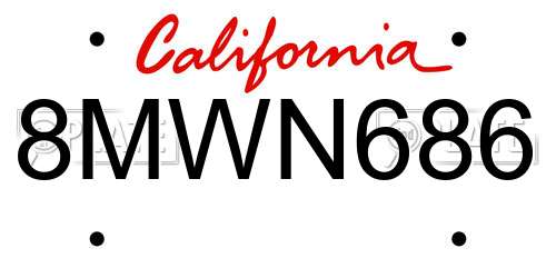 8MWN686 California License Plate