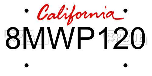 8MWP120 California License Plate