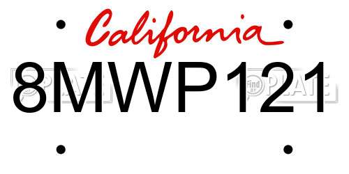 8MWP121 California License Plate