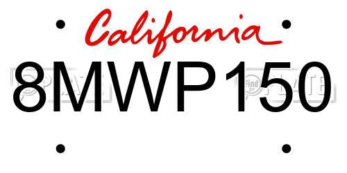 8MWP150 California License Plate