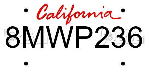 8MWP236 California License Plate
